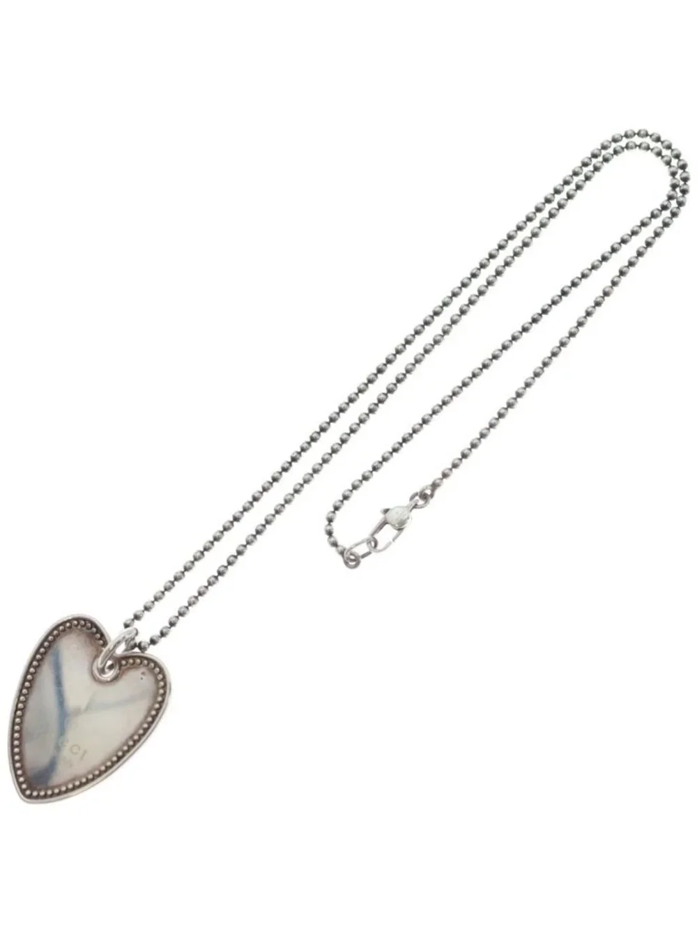 Gucci Heart Plate Necklace Ballchain Silver